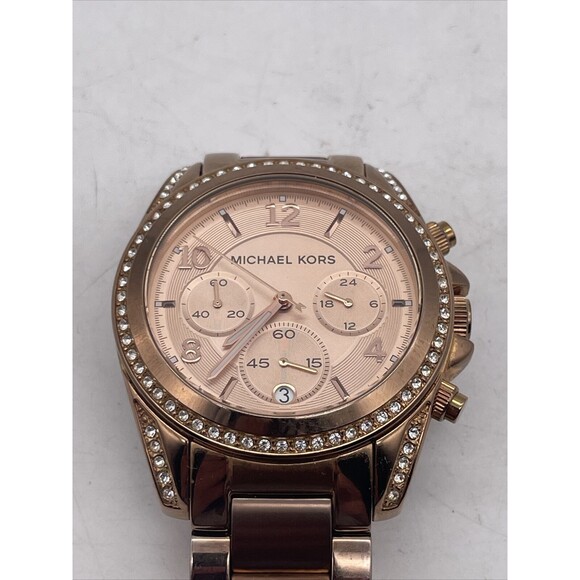 MICHAEL KORS BLAIR WOMENS WATCH MK5263 CHRONOGRAPH STAINLESS STEEL New Battery - Picture 4 of 13